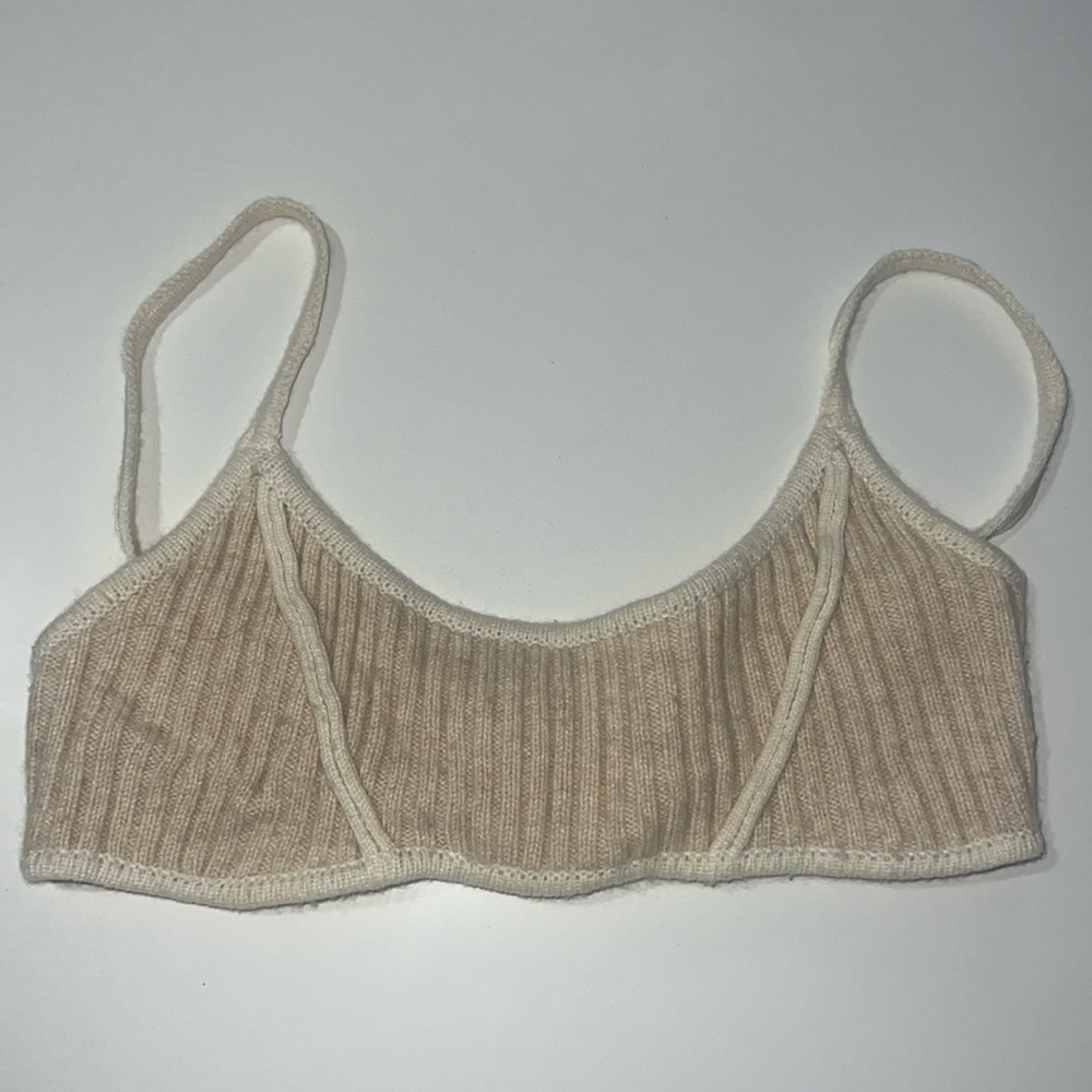 Danielle Guizio Cream Knit Bralette Top